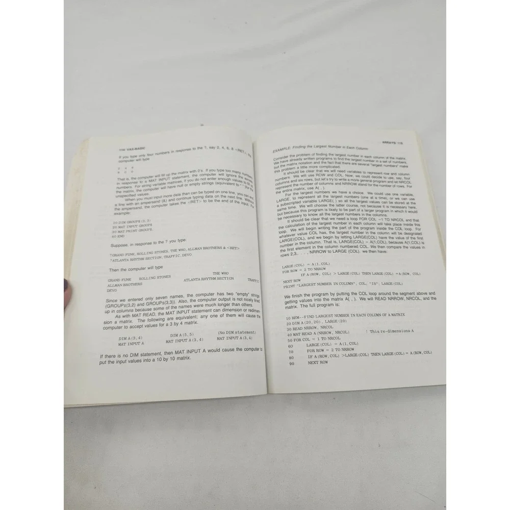 Vintage 1983 VAX BASIC Computer Programming Book David Weinman Barbara Kurshan